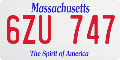 MA license plate 6ZU747