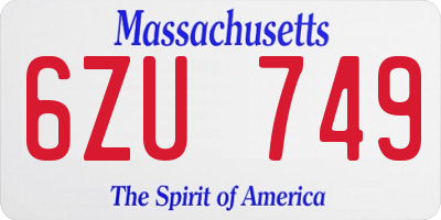 MA license plate 6ZU749