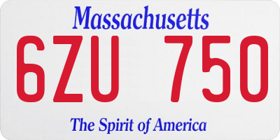 MA license plate 6ZU750