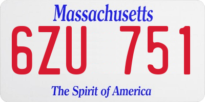 MA license plate 6ZU751