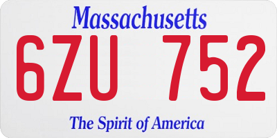 MA license plate 6ZU752