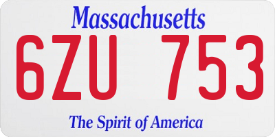 MA license plate 6ZU753