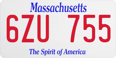 MA license plate 6ZU755