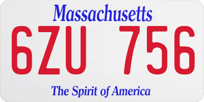MA license plate 6ZU756