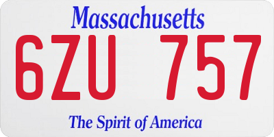 MA license plate 6ZU757