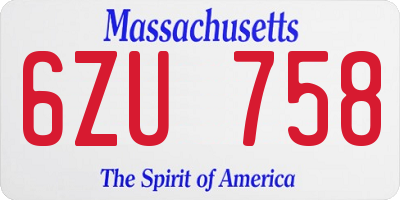 MA license plate 6ZU758