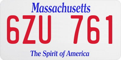 MA license plate 6ZU761