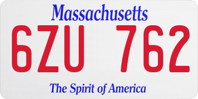 MA license plate 6ZU762
