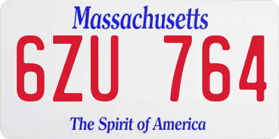 MA license plate 6ZU764
