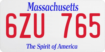 MA license plate 6ZU765
