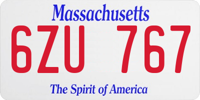 MA license plate 6ZU767