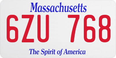 MA license plate 6ZU768