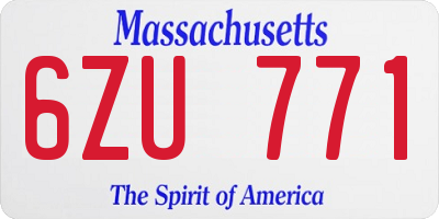 MA license plate 6ZU771