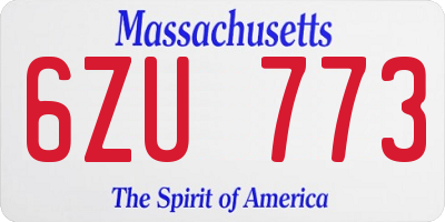MA license plate 6ZU773
