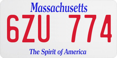 MA license plate 6ZU774