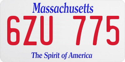 MA license plate 6ZU775