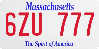 MA license plate 6ZU777