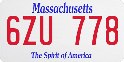 MA license plate 6ZU778