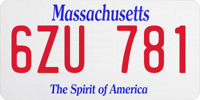 MA license plate 6ZU781