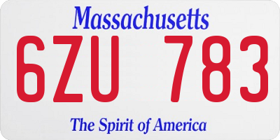MA license plate 6ZU783