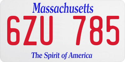 MA license plate 6ZU785