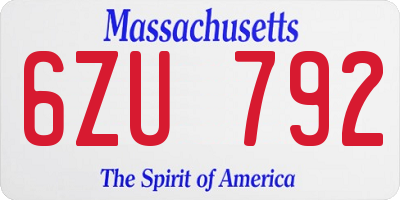 MA license plate 6ZU792