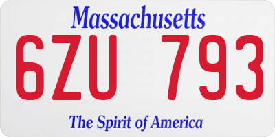 MA license plate 6ZU793