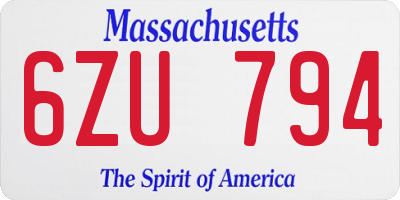 MA license plate 6ZU794