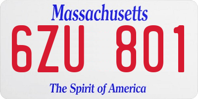 MA license plate 6ZU801