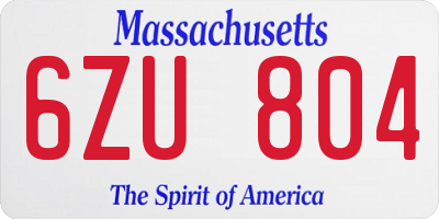 MA license plate 6ZU804
