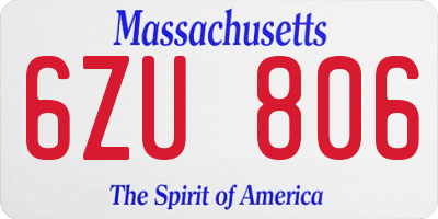 MA license plate 6ZU806