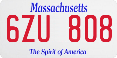 MA license plate 6ZU808
