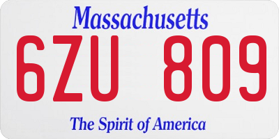 MA license plate 6ZU809