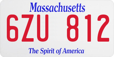 MA license plate 6ZU812