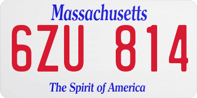 MA license plate 6ZU814