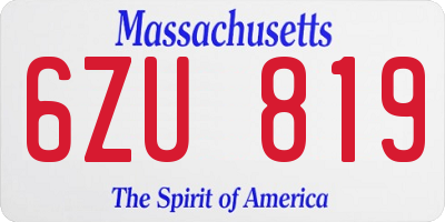 MA license plate 6ZU819