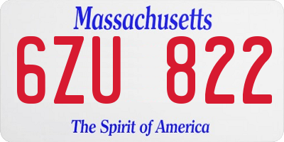 MA license plate 6ZU822