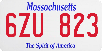 MA license plate 6ZU823