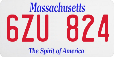 MA license plate 6ZU824