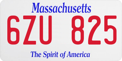 MA license plate 6ZU825