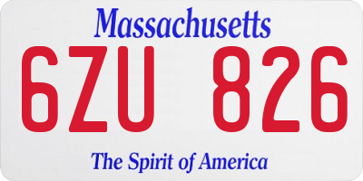 MA license plate 6ZU826