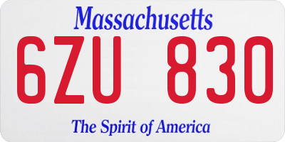 MA license plate 6ZU830