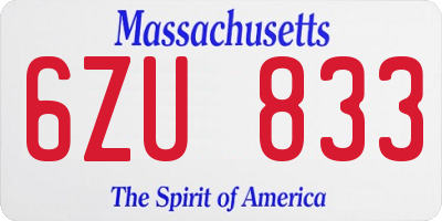 MA license plate 6ZU833