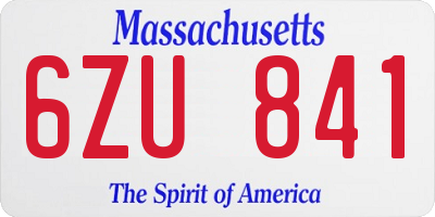 MA license plate 6ZU841