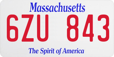 MA license plate 6ZU843
