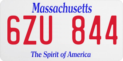 MA license plate 6ZU844