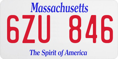 MA license plate 6ZU846
