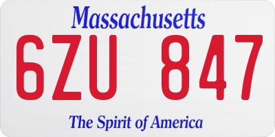 MA license plate 6ZU847