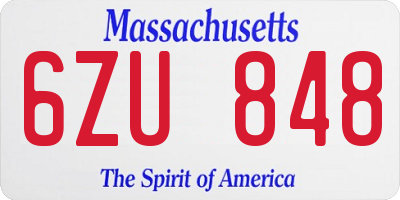 MA license plate 6ZU848