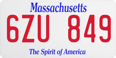 MA license plate 6ZU849